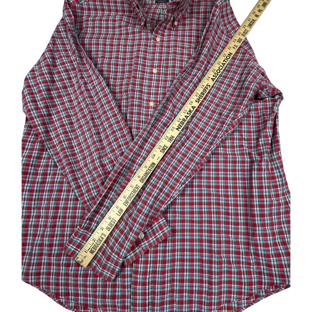 Ralph Lauren EUC Button‎ Down Shirt Men's XL Red Plaid Custom Fit Cotton - Picture 7 of 10